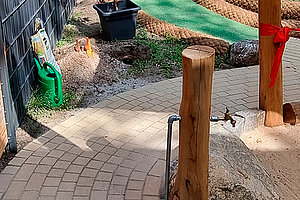 Ev. Kita Grünes Dreieck: Fertiggestellter Krippenspielplatz, 17. Juni 2025 (© WFP Bernward Benedikt Jansen Landschaftsarchitekt:innen)