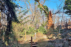 Neugestaltung Krippenspielplatz der Ev. Kita Grünes Dreieck: Künftiger Ort, 28.2.2023 (© Andreas Kaul)