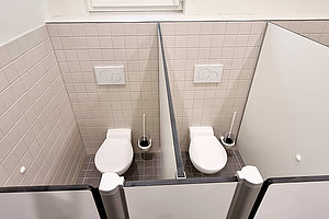 Erweiterung Ev. Kita Wunderhaus (ehem. Plötzensee): Kinderbad WC-Anlage, 15.10.2024 (© Andreas Kaul)
