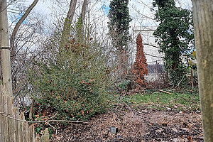 Neugestaltung Krippenspielplatz der Ev. Kita Grünes Dreieck: Künftiger Ort, 28.2.2023 (© Andreas Kaul)