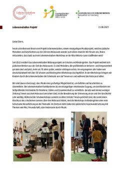 Ev. Kita Viktoria-Luise-Platz: Elternbrief vom 15. August 2023 zum Projekt Lebensmelodien